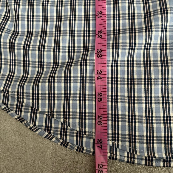 [XL] L.L. Bean Blue and White Casual Button Up Plaid Cotton Dress Shirt - Picture 5 of 8